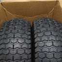 2-Pack 16x6.50-8 Tubeless Tires and Wheels, 1-Inch Bushings with Extra 3/4-Inch Bearings, 3"-5" Offset Hub, 550 lbs Load Capacity, Fits 3/4" and 1" Axles for Riding Mowers, Lawn Tractors, and More