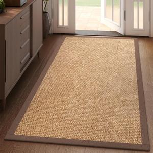 YDKGL Washable Runner Rug 3x5 Jute Like Entryway Indoor Runner Mat Rugs Non Slip, Woven Soft Farmhouse Area Boho Floor Carpet for Hallway Kitchen Laundry Hall Backdoor Bedroom Living Room, Brown