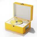Rechargeable Leather CD Player with Speakers; Bluetooth Transmitter; Festival Gift; BGM Player for Home Dcor (Yellow)