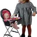 Foldable Baby Doll High Chair, Baby Doll Accessories, Dolls & Accessories Highchair Stuff for 18 Inch Doll, Doll High Chair Toy Set for Toddlers 3 Year Old Girls, 5+ Year Old Girl Doll Furniture Toys