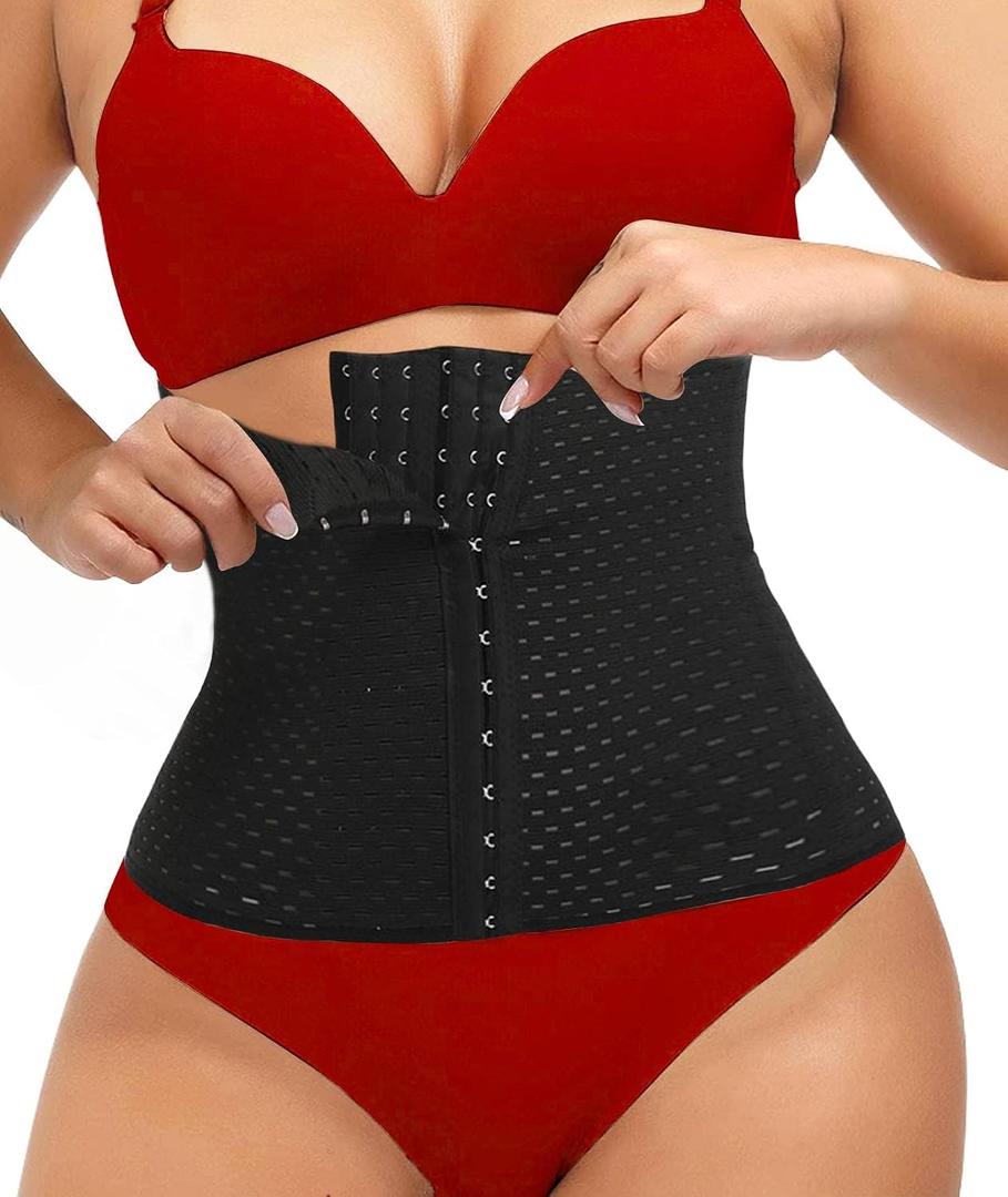 Waist Trainer for Women Lower Belly Waist Cincher for Women Tummy Control Girdle Hourglass Body Shaper Upgraded Waist Cincher Shapewear with Steel Bones Extender (Black, XL)
