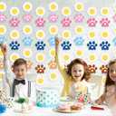 2 x Marspark 8 Pcs Blue Dog with Daisy Party Banner Decorations Paper Garlands Pastel Cartoon Blue Dog Paw Print and Daisy Hanging Garland Banner Puppy Cutouts for Birthday Party Supplies Decor