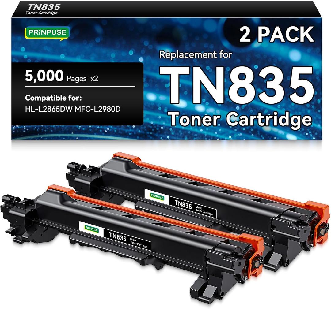 TN835 Toner Cartridge Super High Yield Compatible Replacements for Brother TN835 TN-835 for Brother Printer HL-L2865DW MFC-L2980D, 2 Pack