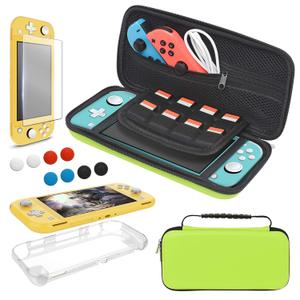 Carrying Case Plus TPU Case Cover and Screen Protector Compatible with Nintendo Switch Lite, 4 in 1 Accessories Kit, Portable Carrier Travel Bag Case Comes with 8 Game Card Slots for Switch Lite 2019 (Green)