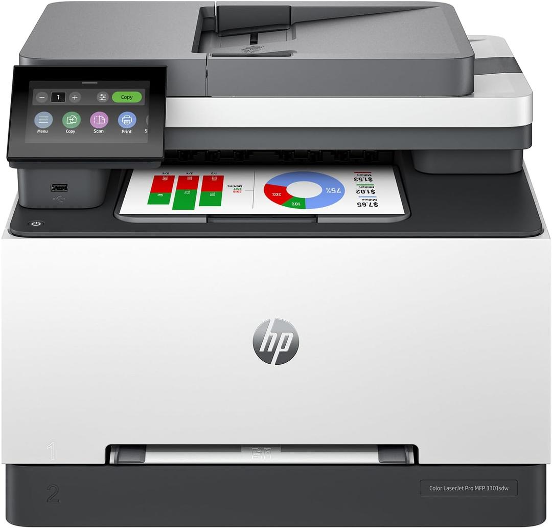 HP Color LaserJet Pro MFP 3301sdw Wireless All-in-One Color Laser Printer, Office Printer, Scanner, Copier, ADF, Duplex, Best-for-Office (499Q3F)