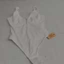 Popilush Shapewear Body Suits for Womens - Tummy Control Bodysuits for Women Deep V Corset Tops Thong Body Shaper (M(4-6), Arctic White)