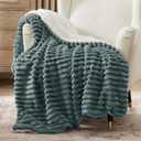 Bedsure Sherpa Blanket Twin Size for Couch - Super Soft Cozy Fleece Thick Warm Blanket for Winter, Plush Dark Green Throw Gift for Women, 60x80 Inches