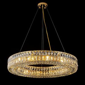Homeooze 12-Lights Ring Crystal Chandelier, Modern Chandeliers Lighting and Hanging Ring Adjustable, Ceiling Light Fixture for Living Room Dining Room Bedroom (Gold, 32")