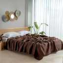 100% Turkish Cotton Waffle Blanket Queen - Cozy, Airy, Lightweight Summer Throw Blankets - Made in Turkiye, (Dark Brown Blanket, Queen Size 90" x 90")