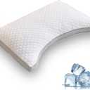 Cooling Memory Foam Pillow for Sleeping, Shredded Memory Foam Bed Pillows for Hot Sleepers with Cooling Cover, Neck Support for Back, Stomach & Side Sleeper Pain Relief (Queen)