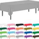 YSYJ 12 Pack Silver 54 x 108 Inch Disposable Plastic Tablecloths Rectangular Table Cloth Plastic Table Cover for Parties