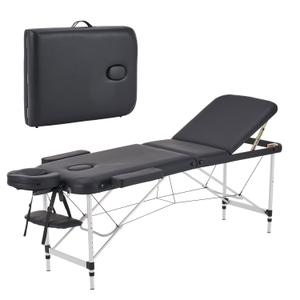 YOUNIKE Massage Tables Portable Lash Bed for Eyelash Extensions Professional Aluminum 3 Folding Lightweight Height Adjustable Facial Spa Beauty Salon Tattoo Home Black (24 inch width)
