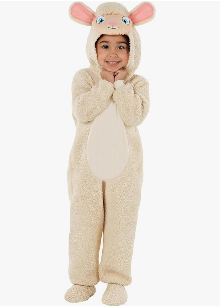 Morph Kids Lamb Costume - Toddler Sheep Jumpsuit - Animal Outfit for Kids - Cute Lamb Jumpsuit for Dress Up 1-2y