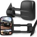 SCITOO Tow Mirrors Compatible with for 2007-2013 For Chevy Silverado For GMC Sierra 1500 2500 3500 Pickup Truck Manual Adjusted No Heated No Turn Signal Black Housing Towing Mirrors LH RH
