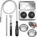 6-Piece Telescoping Magnetic Pickup Tools Set: 31in Portable Magnetic Pickup Stick, 25in Pen-Style Magnetic Pickup Tool, 20in Flexible Bendable Spring Magnet Stick with 4in 9in Magnet Parts Tray