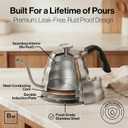 Barista Warrior Gooseneck Kettle with Thermometer - 1L Pour Over Coffee & Tea Kettle, 18/8 Stainless Steel Gooseneck Kettle Pot, Precision Pour Drip Spout, Suitable for All-Stoves (34 fl oz)
