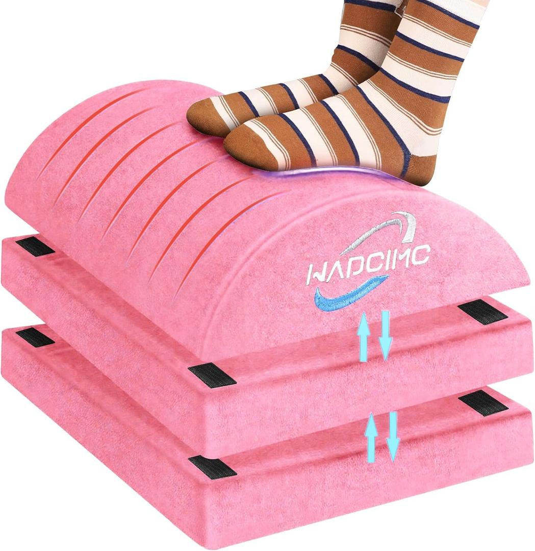 Foot Rest for Under Desk at Work, Foot Stool with Washable Cover, Comfortable Office Desk Accessories, Footrest with 3 Adjustable Heights, for Offices Gaming Chair, for Leg Support, Pink