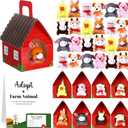 Blueweenly 73 Pcs Adopt a Farm Animal Set Party Favors Mini Plush Farm Toys Foldable Red Carton Barn Adoption Cards 1 Sign Animal Bulk with Favor Bags for Adopt a Pet Party Favors Birthday Supply