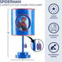Marvel Spider-Man Table Lamp,2-Layer Cut Out Shade with Themed Print, Stick Lamp with Figural Pull Chain for Kids Bedroom or Playroom Decor