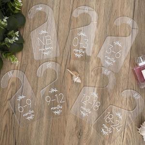 CheeFun Acrylic Baby Closet Size Dividers: 7Pcs Infant Clothes Hanger Separators Newborn to 24 Month Clothes - Wardrobe Hanger Organizers for Home Nursery Baby Clothes