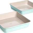 Tasty Clean Ceramic Square Cake Pans Set, 2-Pack of 9-Inch Cake Pans, Durable Aluminized Steel for Professional Results, Clean Ceramic Nonstick Coating, Oven Safe to 425F, Dishwasher Safe, Aqua