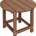 LZRS Round Adirondack Patio Side Table End Table, Outdoor Side Tables for Patio, Backyard,Pool, Indoor Companion, Easy Maintenance & Weather Resistant(Brown)