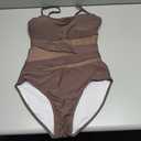 EVOCRCO Womens Mesh One Piece Swimsuit Tummy Control Bathing Suit Sexy Push Up Swim Suit Slimming Swimwear, M