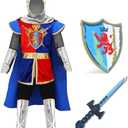 G.C Kids Knight Costume Toddler Boy Dress Up Clothes Medieval Costumes with Cape Toys Accessories Halloween Cosplay Gifts, Size: 120 (5-6 Years)