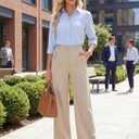 Blooming Jelly Women High Waisted Wide Leg Pants Casual with Buttons Slacks