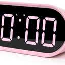 mooas Pop Mirror Digital Alarm Clock, LED Desk Pink Clock with Nightlight, Snooze, Temperature, Battery Operated Small Size Cute Mini Clock for Kids Girls Bedroom Livingroom Office (Pink)