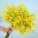 N&T NIETING Babys Breath Artificial Flowers Bulk, 10Pcs Fake Gypsophila Bouquet Flowers Real Touch Faux Babies Breath Arrangement for Wedding Floral Party Home Centerpieces Vase Decoration, Yellow