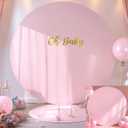 Gallety 7.2 FT Pink Round Backdrop Cover for 5 to 7.2ft Round Backdrop Stand - Adjustable Circle Arch Backdrops Cover for Wedding Birthday Party Photography Baby Shower Decoration