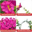 Artificial Haning Flowers for Outdoors, 6 Pcs UV Resistant Morning Glory | 300 Blooms with Eucalyptus Leaves, Realistic Fake Flowers Vines for Outside Planter Porch Patio Balcony Yard Garden
