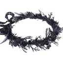 MOSTORY Black Flower Crown for Women - Gothic Floral Headband for Goth Wedding Renaissance Accessories, Dark Fairy Flower Headpiece with Feather for Witch Costume Cosplay Renfaire