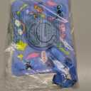 JoySolar for iPad 7th/8th/9th Gen Case - Soft Silicone Cute Cartoon Case with Rotationg Stand & Shoulder Strap, Shockproof Cover for Kids Girls Boys, Blue