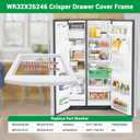 WR32X26246 Middle Pan Cover Frame (no glass) Compatible with ge, hotpoint Refrigerator, Crisper Drawer Cover Frame WR32X10184 replace WR32X10151, WR32X10191, 4454662, AP6034222, PS11766703 etc.