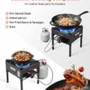 VEVOR Single Burner Outdoor Propane Gas Stove, 200,000 BTU Propane LPG Gas Camping Stove, Heavy Duty Carbon Steel Outdoor Cooker, with Shield & 20 PSI Regulator, for BBQ Camp Home Patio Seafood Boil