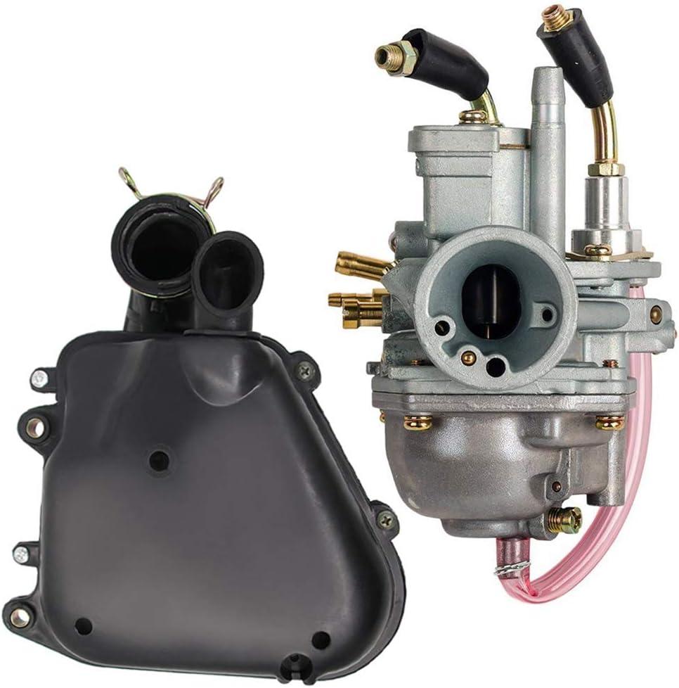 Carburetor + Air Filter Box Assembly Housing Kit For Polaris Predator 90 Manual Choke 90cc Carb Sportsman 90 Yamaha JOG 90 100 90cc 100cc 4DM Scrambler 90 2001-2003,by LIYYOO