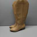 festooning Women's Knee High Boots Pointed Toe Inner Zipper Western Cowboy Boots Pull On Chunky Heel Wide Calf Tall Boots for Ladies Size 9.5