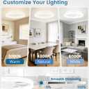 VOLISUN Low Profile Ceiling Fans with Lights and Remote, 24in Flush Mount Ceiling Fan with Light, 3000K-6500K Dimmable Fandelier LED Fan Light, White Bladeless Ceiling Fans with Lights for Bedroom