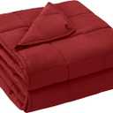 Weighted Blanket for Adults (20 lbs, 60” x 80”, Red) Cooling Heavy Blanket for Sleeping Perfect for 190-210 lbs, Queen Size Breathable Blanket with Premium Glass Bead, Machine Washable