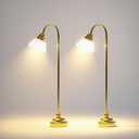 2 pcs Dollhouse Miniature Floor Lamps, 1:12 Scale LED Battery Operated Dollhouse Lights for Dollhouse Accessories