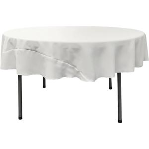 LA Linen Polyester Poplin Washable Round Tablecloth, Stain and Wrinkle Resistant Table Cover 72", Fabric Table Cloth for Dinning, Kitchen, Party, Holiday 72-Inch, White, (TCpop72R_WhiteP11)