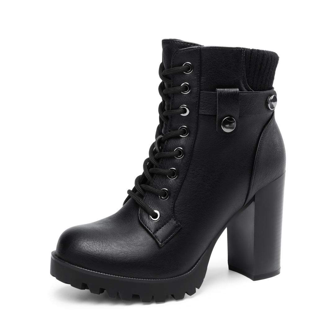 DREAM PAIRS Women's Lace up Combat Ankle Booties Shoes,Black,6