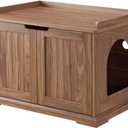 unipaws Cat Litter Box Enclosure Furniture, Hidden Litter Box Cover Washroom, Dog Proof Cabinet House for Large Cat, Hideaway Litter Box, Walnut
