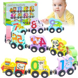 Train Set Toys for Toddlers, Wooden Animal Magnetic Train Toy, Montessori Toys for Toddlers, Preschool Educational Material for Kids, Birthday Gifts for Boys Girls