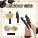 30 Pcs Graduation Cap Picture Display Graduation Hanging Photo Clips with String Class of 2026 Party Decoration Grad Cap Garland Black Gold Glitter Clip for Congrats Photo Booth Party Decor