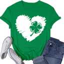Womens St Patricks Day Shamrock T-Shirts Happy Go Lucky Shirts Irish Clover Tee Tops (Large, Green2)