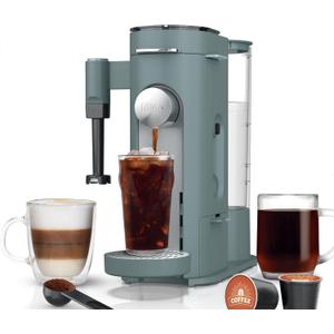 Ninja Pods & Grounds Specialty Single-Serve Coffee Maker, K-Cup Pod Compatible, Built-In Milk Frother, 6-oz. Cup to 24-oz. Travel Mug Sizes, Iced Coffee Maker, 1550 watts, Sage Green, PB051SG