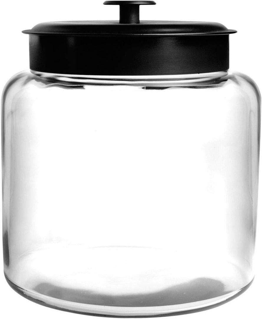 Anchor Hocking Montana 1.5 Gallon Glass Jar with Lid, Black Metal Lid